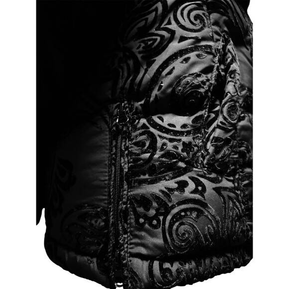 Desigual Women's Floral Black Insulated Puffer Jacket Size 40 XS/S Designer Coat - Picture 6 of 12